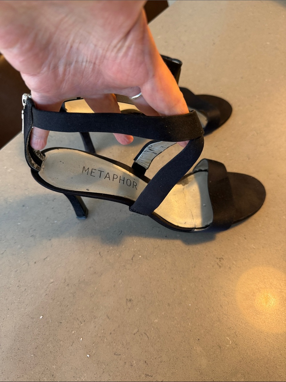 Metaphor Black Strappy Stiletto Sandals
